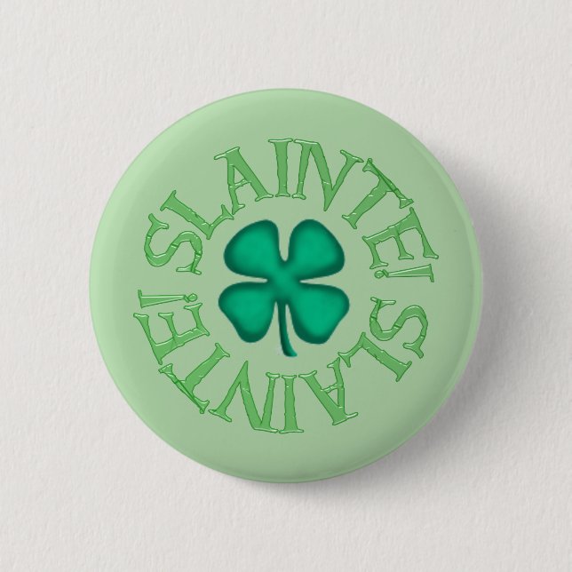 Badge Rond 5 Cm Bouton vert Slainte (Devant)