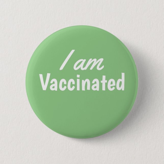 Badge Rond 5 Cm Bouton vert texte vacciné (Devant)
