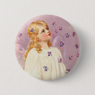 Badge Rond 5 Cm Bouton victorien d'ange de Pâques
