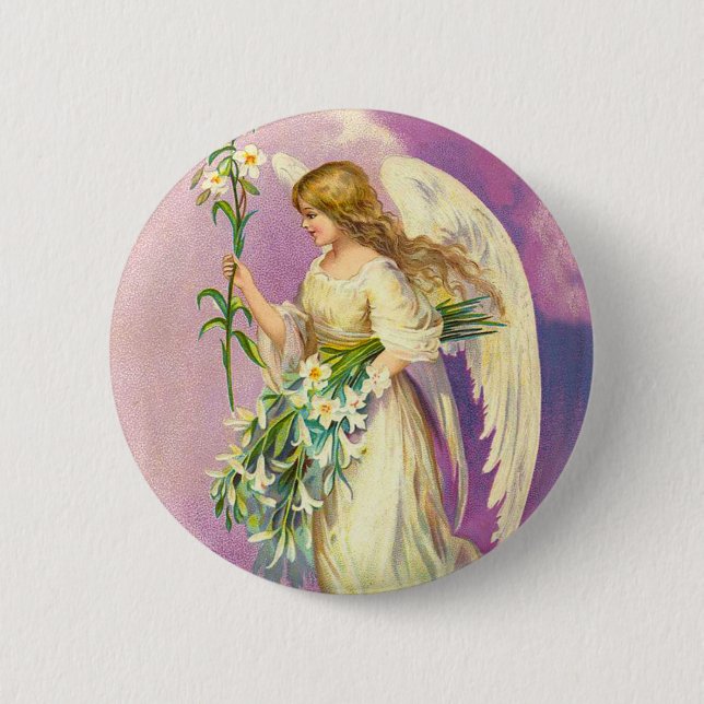 Badge Rond 5 Cm Bouton victorien d'ange de Pâques (Devant)