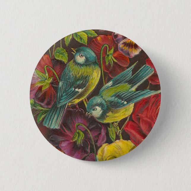 Badge Rond 5 Cm Bouton victorien d'oiseau (Devant)