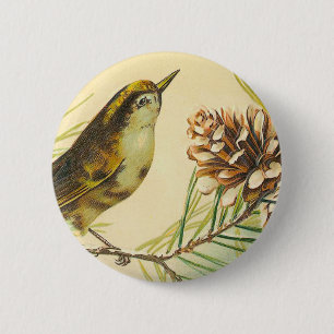 Badge Rond 5 Cm Bouton victorien d'oiseau