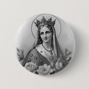 Badge Rond 5 Cm Bouton Vierge Marie