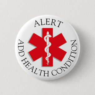 Badge Rond 5 Cm Bouton vigilant Médicale fait sur commande