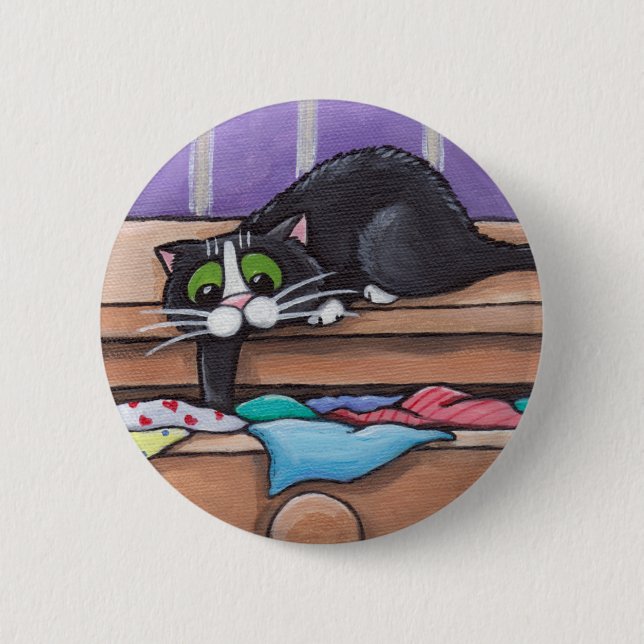 Badge Rond 5 Cm Bouton vilain de chat (Devant)