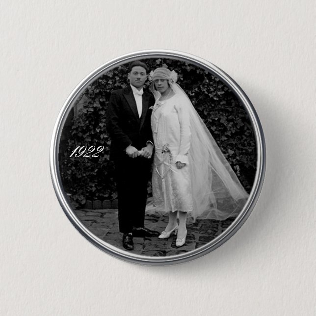 Badge Rond 5 Cm Bouton vintage de mariage (Devant)