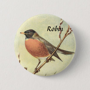 Badge Rond 5 Cm Bouton vintage de Robin