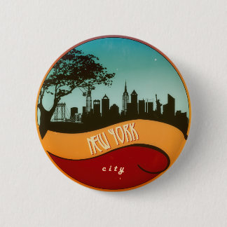 Badge Rond 5 Cm Bouton vintage d'horizon de ville de New York NYC