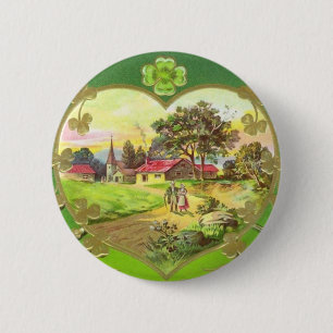 Badge Rond 5 Cm Bouton vintage du jour de St Patrick d'Irlandais