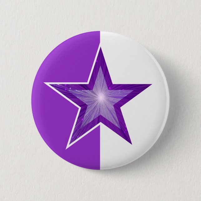 Badge Rond 5 Cm Bouton violet étoile blanc violet (Devant)