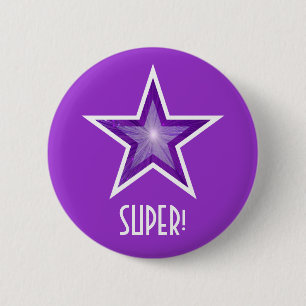 Badge Rond 5 Cm Bouton violet étoile 'SUPER' violet