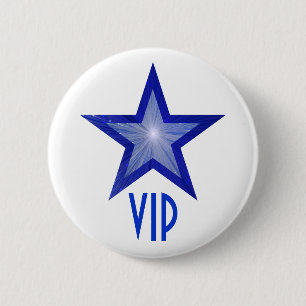 Badge Rond 5 Cm Bouton "VIP" de Dark Blue Star blanc