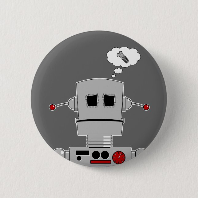 Badge Rond 5 Cm Bouton Vis Robot (Devant)