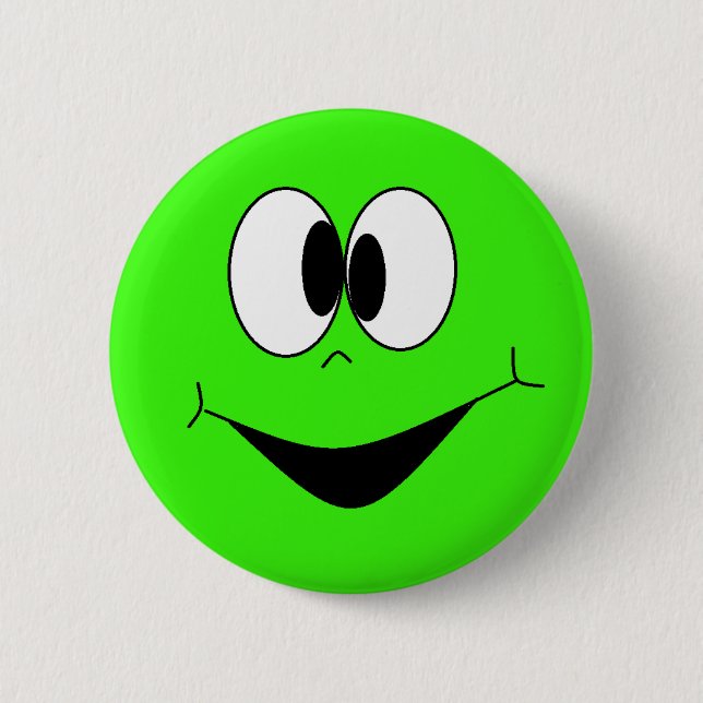 Badge Rond 5 Cm Bouton Visage Lime Green Silly Googlie (Devant)