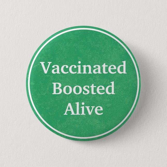 Badge Rond 5 Cm Bouton Vivant Vacciné (Vert) (Devant)