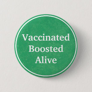 Badge Rond 5 Cm Bouton Vivant Vacciné (Vert)