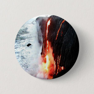 Badge Rond 5 Cm Bouton volcan hawaïen