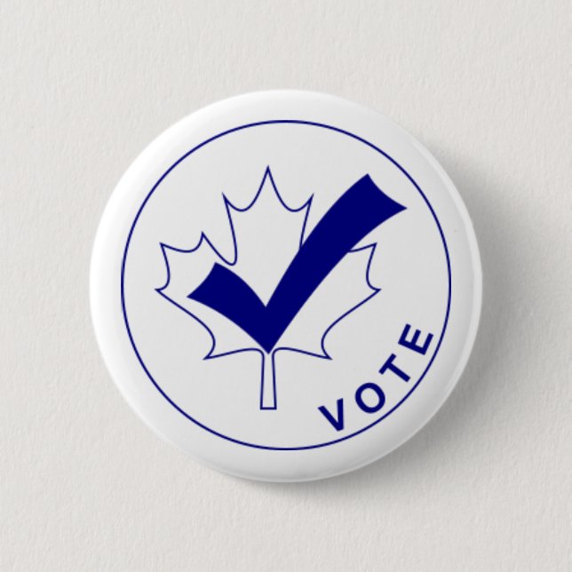 Badge Rond 5 Cm Bouton VOTE Canada - Bleu (Devant)