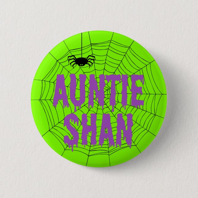 Badge Rond 5 Cm Bouton Web Tante Shan Green Driving Font Spider (Devant)
