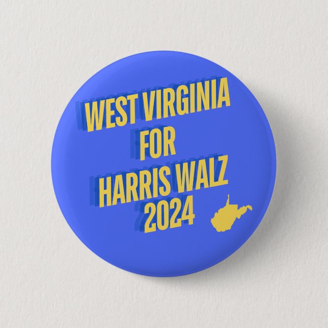 Badge Rond 5 Cm Bouton WV pour Harris Walz 2024 (Devant)