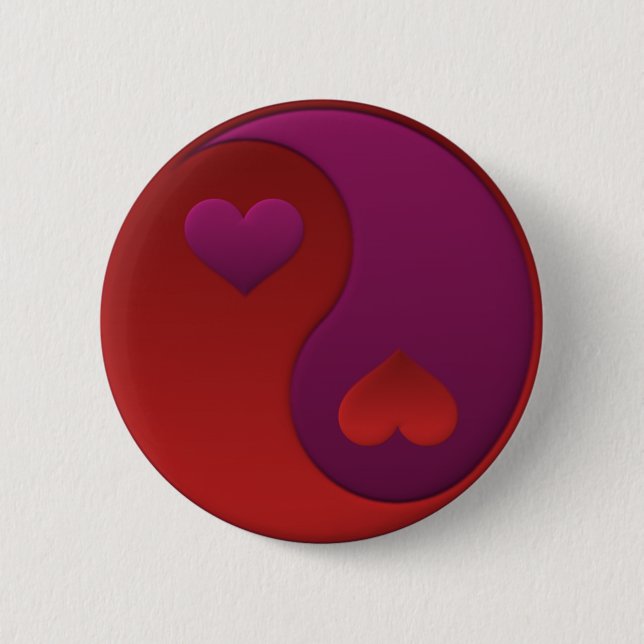 Badge Rond 5 Cm Bouton Yin Yang Valentine (Devant)