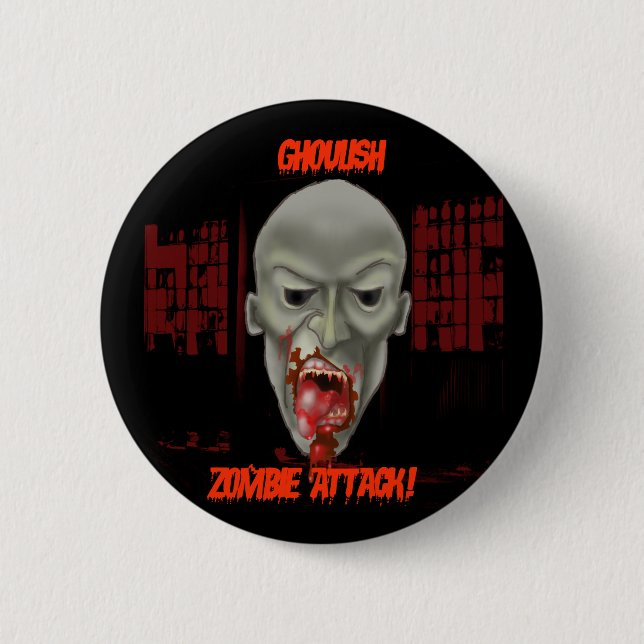 Badge Rond 5 Cm Bouton Zombie Halloween ! (Devant)