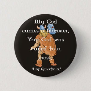 Badge Rond 5 Cm boutonnez mon Dieu sur le noir