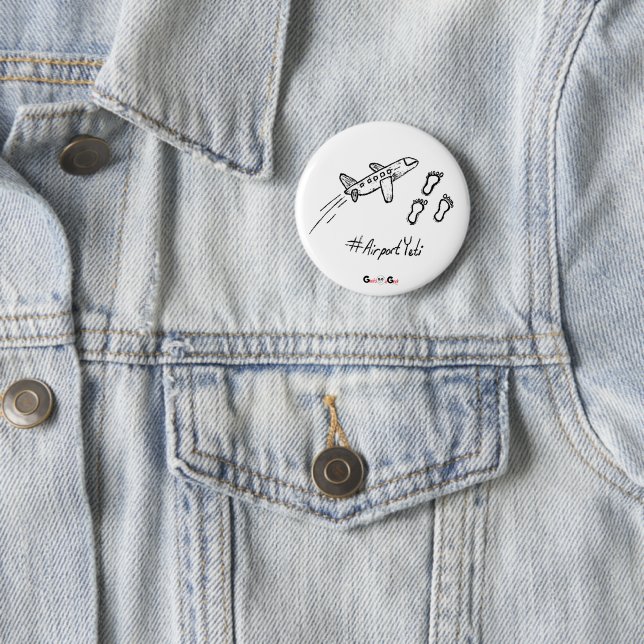 Badge Rond 5 Cm Boutons "Aéroport Yeti" (En situation)