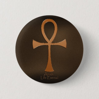 Badge Rond 5 Cm Boutons ANKH à effet cuivre égyptien