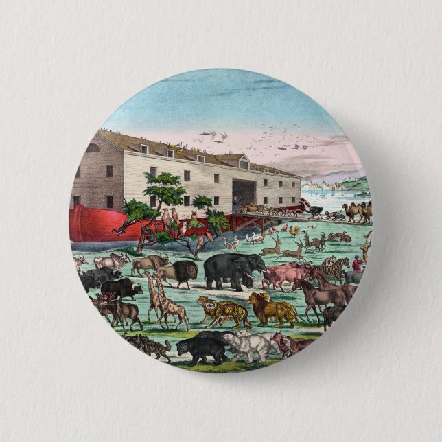 Badge Rond 5 Cm Boutons Arche de Noé (Devant)