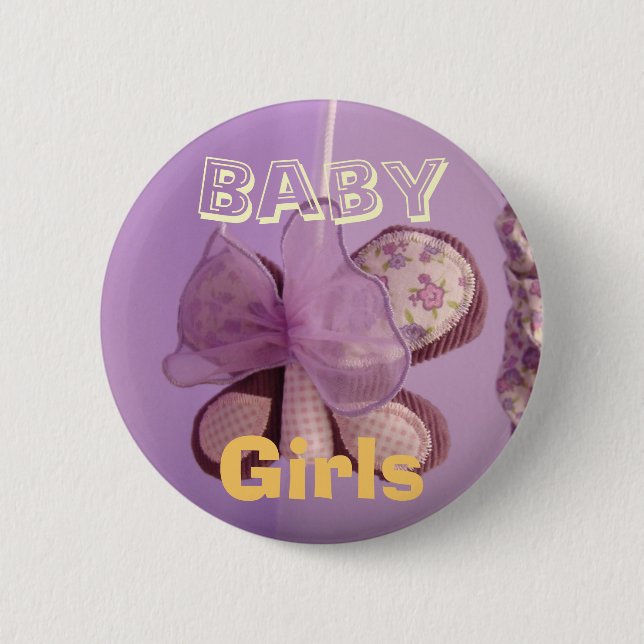 Badge Rond 5 Cm Boutons Bébé Fille Papillon Lavande Mobile (Devant)