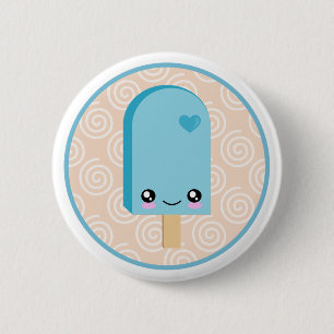 Badge Rond 5 Cm Boutons bleus de Kawaii de joli Aqua de Popsicles