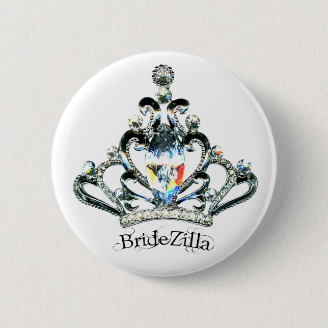 Badge Rond 5 Cm Boutons BrideZilla Tiara (Devant)