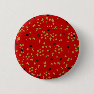 Badge Rond 5 Cm Boutons Confetti Red Graduation