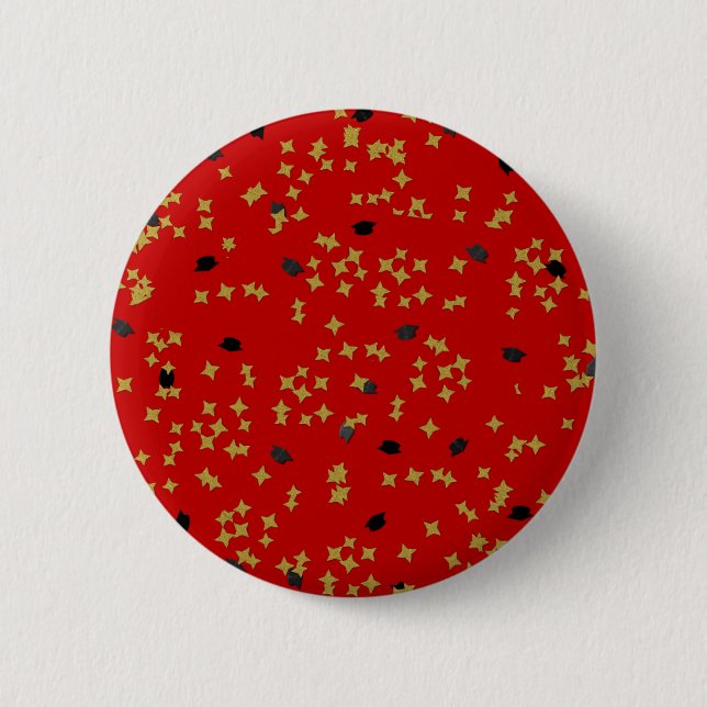 Badge Rond 5 Cm Boutons Confetti Red Graduation (Devant)
