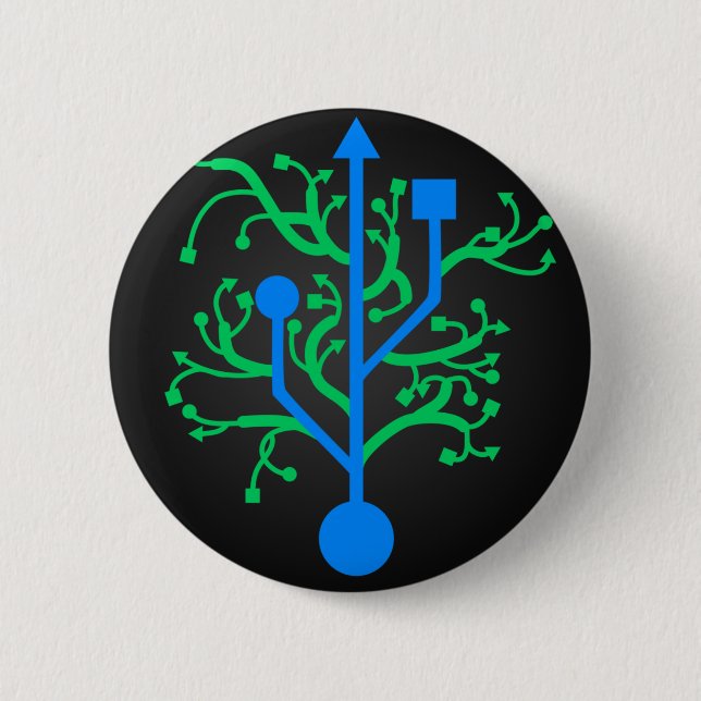 Badge Rond 5 Cm Boutons d'arbre d'USB (Devant)