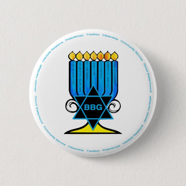 Badge Rond 5 Cm Boutons de BBG Menorah ! (Devant)