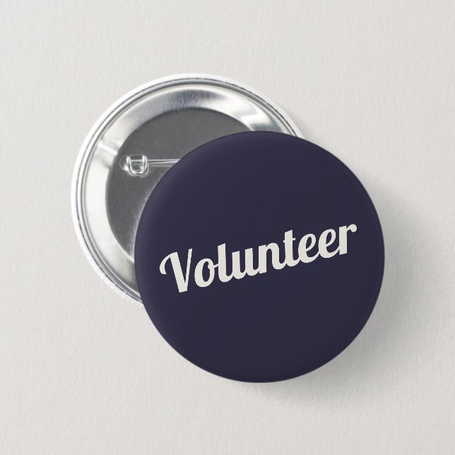 Badge Rond 5 Cm Boutons de bénévolat Indigo Blue Pin-back (Devant & derrière)
