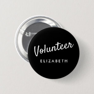 Badge Rond 5 Cm Boutons de bénévolat rétro Black Pin-back
