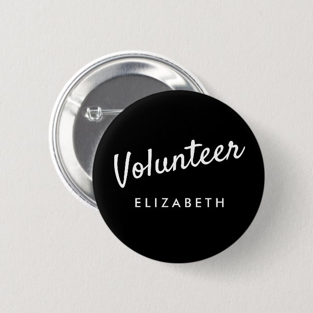 Badge Rond 5 Cm Boutons de bénévolat rétro Black Pin-back (Devant & derrière)