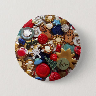 Badge Rond 5 Cm Boutons de bonhommes en pain d'épice de Noël