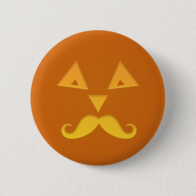 Badge Rond 5 Cm Boutons de citrouille de moustache de Halloween (Devant)