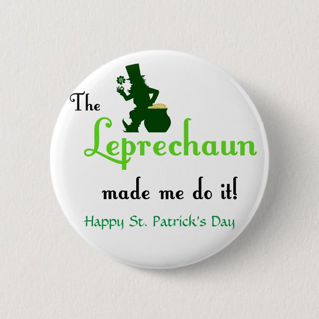 Badge Rond 5 Cm Boutons de la Saint Patrick de Leprechaun (Devant)