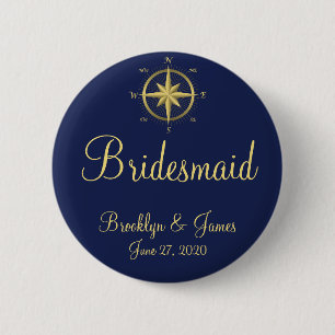 Badge Rond 5 Cm Boutons de mariage bleu marine