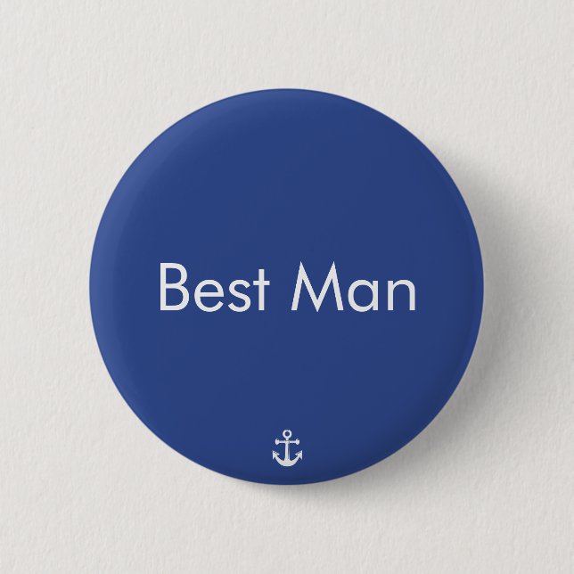 Badge Rond 5 Cm Boutons de mariage bleu masculin (Devant)