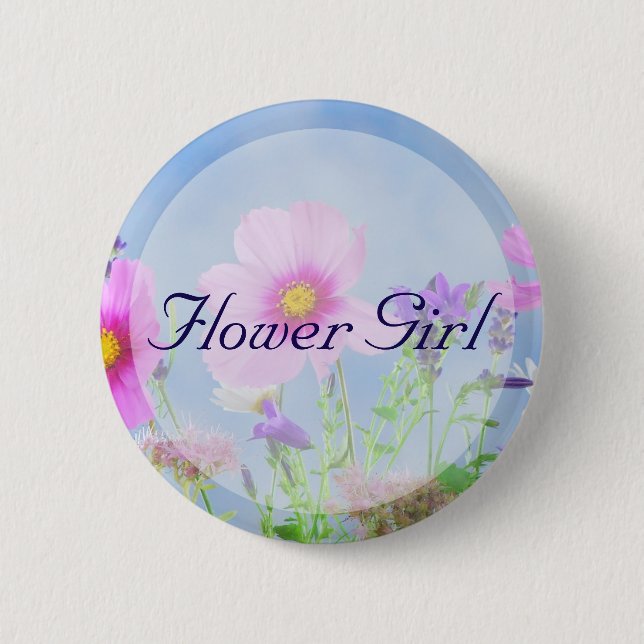Badge Rond 5 Cm Boutons de mariage floral de fille à fleurs rondes (Devant)