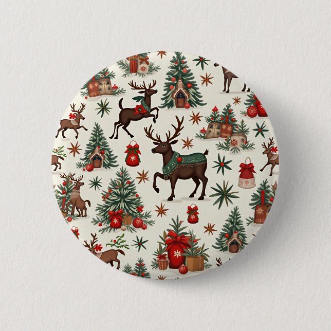 Badge Rond 5 Cm Boutons de Noël (Devant)