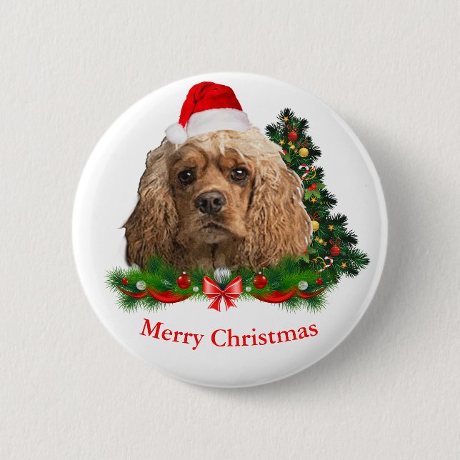 Badge Rond 5 Cm boutons de Noël Cocker Spaniel (Devant)