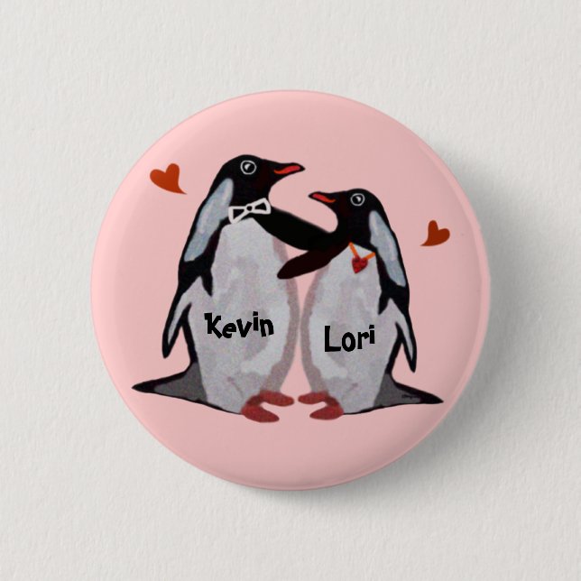 Badge Rond 5 Cm Boutons de Pinback d'amour de pingouin (Devant)