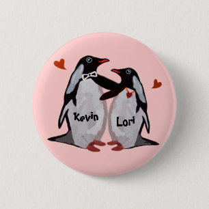 Badge Rond 5 Cm Boutons de Pinback d'amour de pingouin